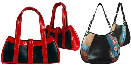 o passchal luxury handbags made of recycled tire inner tubes